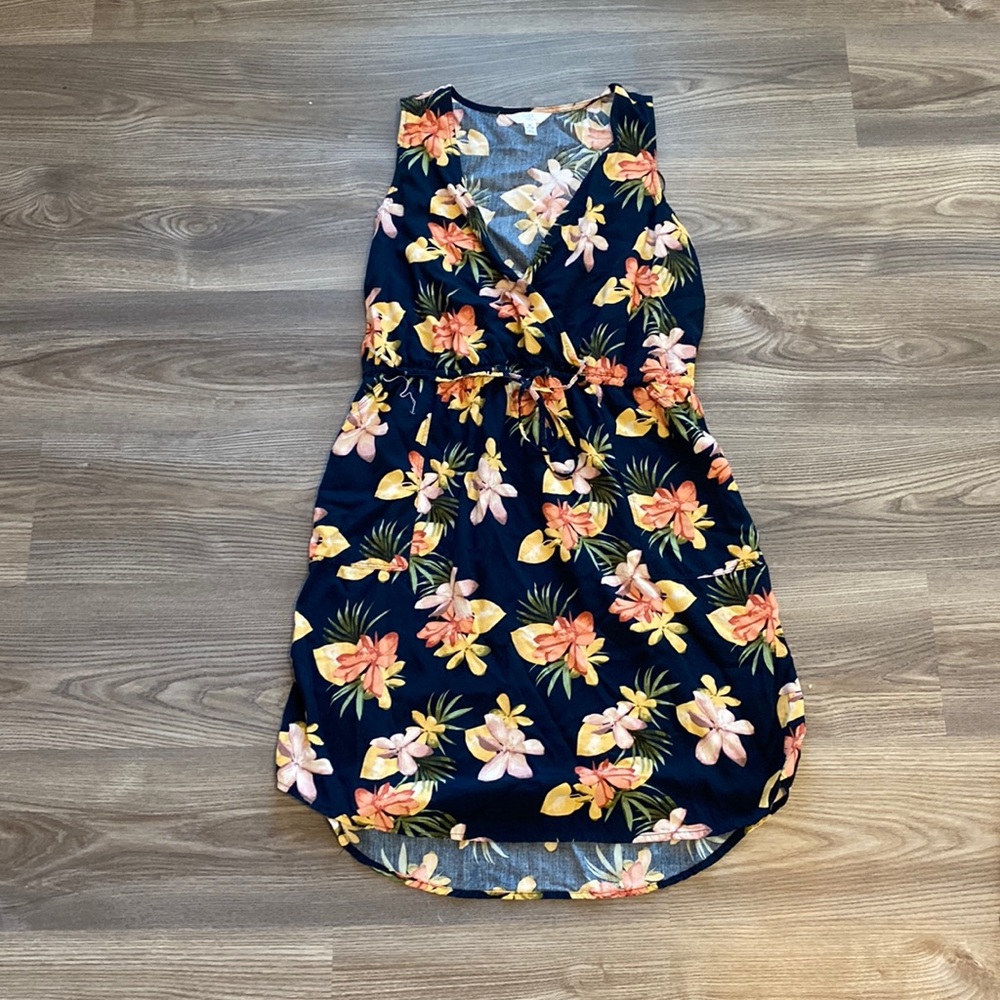 Time and Tru Navy Blue Floral Mini Dress